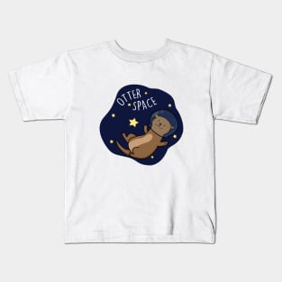 Otter Space Cute Astronaut Outer Space Otter Pun Kids T-Shirt